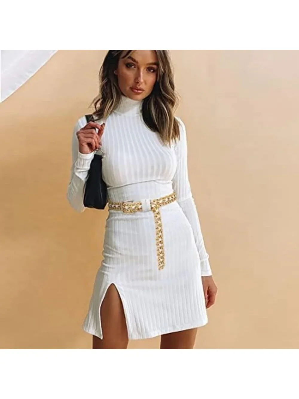 Stylish Gold Metal Punk Leather Chain Waist Belt for Women - Perfect for Dresses
